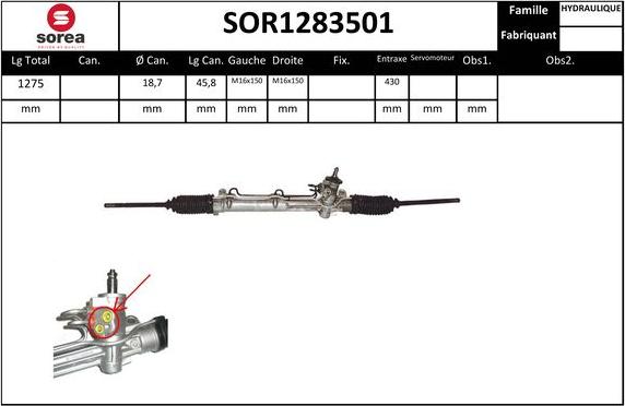 Sera SOR1283501 - Рулевой механизм, рейка autospares.lv