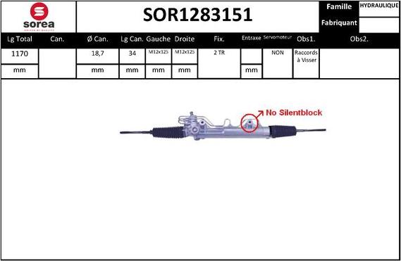 Sera SOR1283151 - Рулевой механизм, рейка autospares.lv