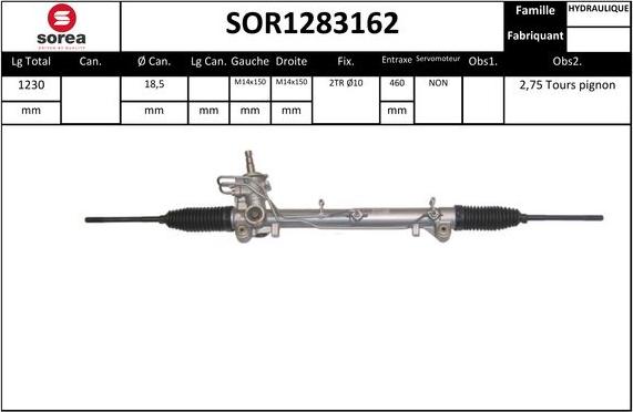 Sera SOR1283162 - Рулевой механизм, рейка autospares.lv