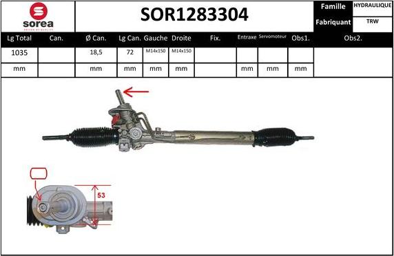 Sera SOR1283304 - Рулевой механизм, рейка autospares.lv