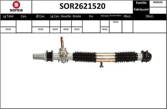 Sera SOR2621520 - Рулевой механизм, рейка autospares.lv