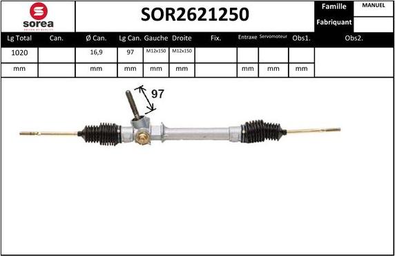 Sera SOR2621250 - Рулевой механизм, рейка autospares.lv