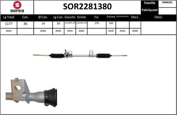 Sera SOR2281380 - Рулевой механизм, рейка autospares.lv