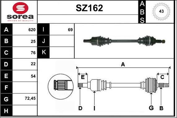 Sera SZ162 - Приводной вал autospares.lv