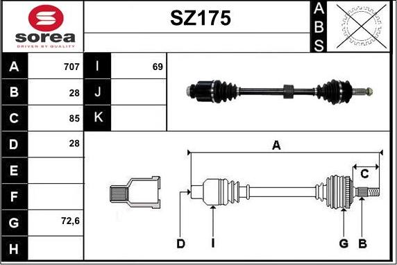 Sera SZ175 - Приводной вал autospares.lv