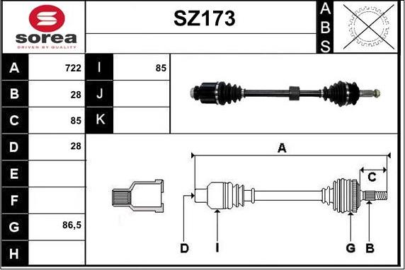 Sera SZ173 - Приводной вал autospares.lv