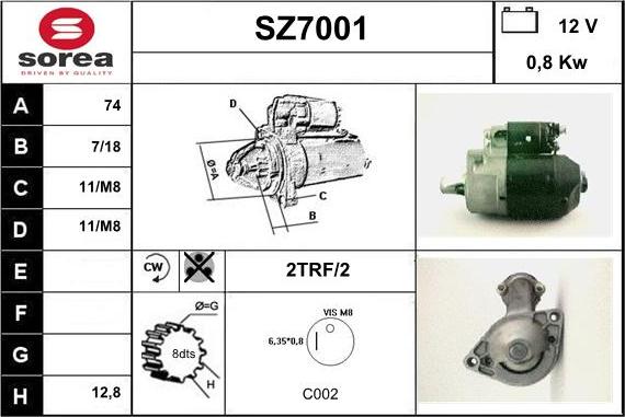 Sera SZ7001 - Стартер autospares.lv