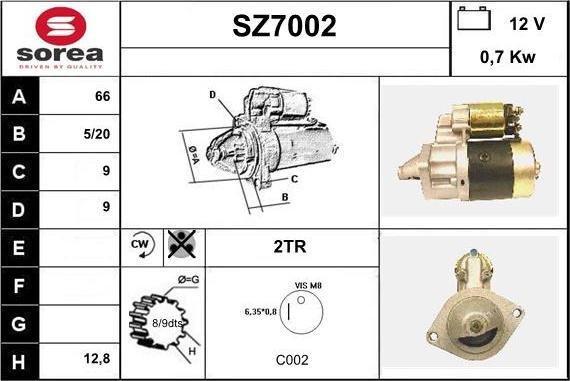 Sera SZ7002 - Стартер autospares.lv