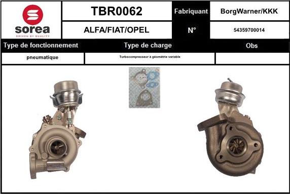 Sera TBR0062 - Турбина, компрессор autospares.lv