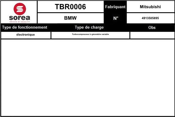 Sera TBR0006 - Турбина, компрессор autospares.lv