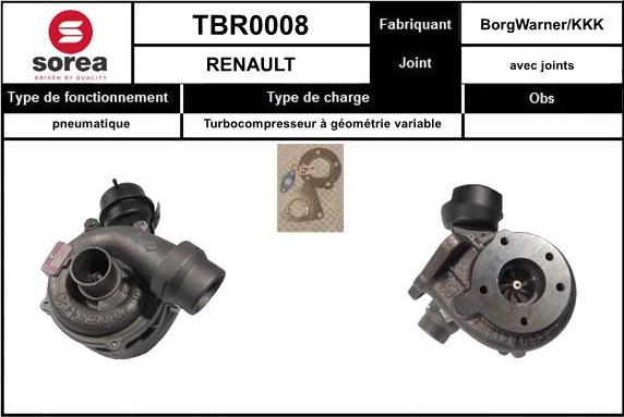 Sera TBR0008 - Турбина, компрессор autospares.lv