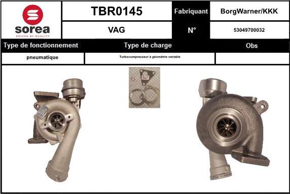 Sera TBR0145 - Турбина, компрессор autospares.lv