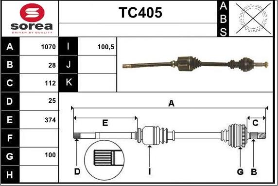 Sera TC405 - Приводной вал autospares.lv