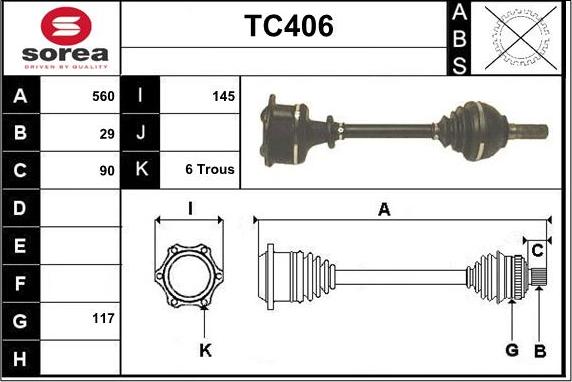 Sera TC406 - Приводной вал autospares.lv