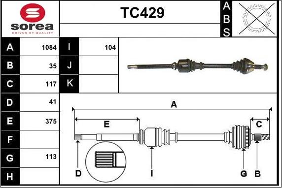 Sera TC429 - Приводной вал autospares.lv