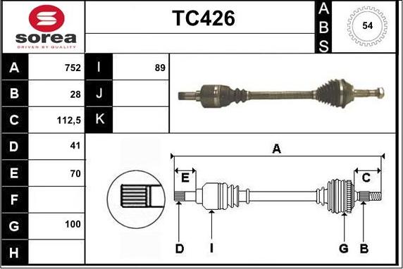 Sera TC426 - Приводной вал autospares.lv