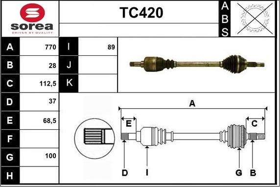 Sera TC420 - Приводной вал autospares.lv