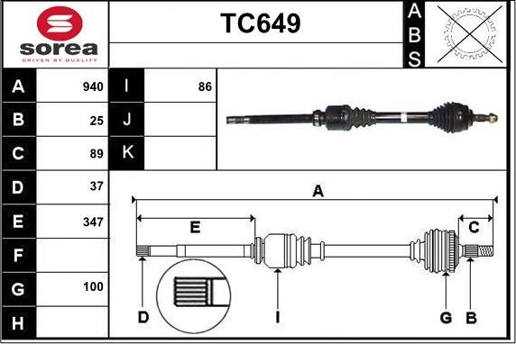 Sera TC649 - Приводной вал autospares.lv