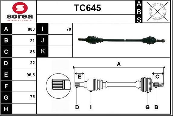 Sera TC645 - Приводной вал autospares.lv