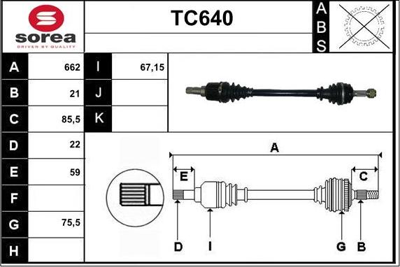 Sera TC640 - Приводной вал autospares.lv