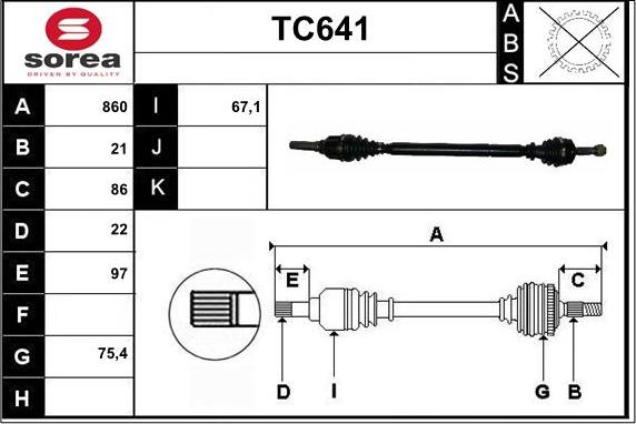 Sera TC641 - Приводной вал autospares.lv