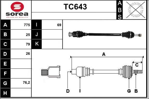 Sera TC643 - Приводной вал autospares.lv