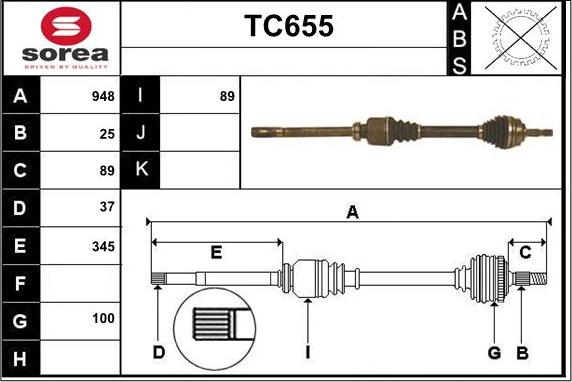 Sera TC655 - Приводной вал autospares.lv