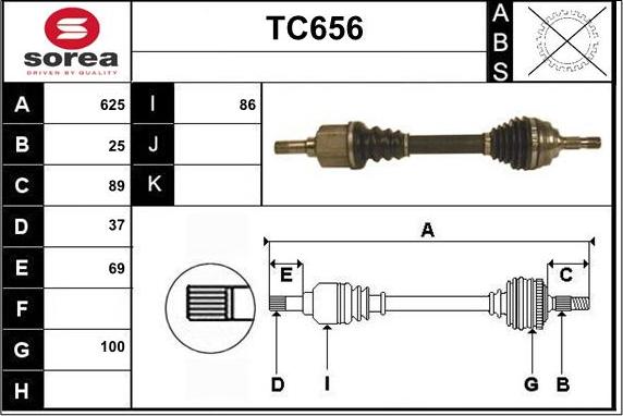 Sera TC656 - Приводной вал autospares.lv