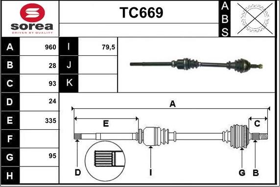 Sera TC669 - Приводной вал autospares.lv