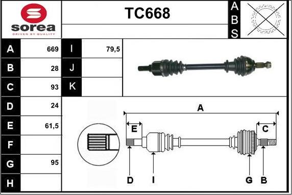 Sera TC668 - Приводной вал autospares.lv