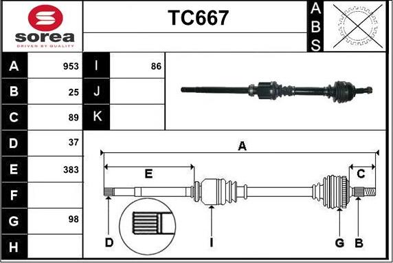 Sera TC667 - Приводной вал autospares.lv