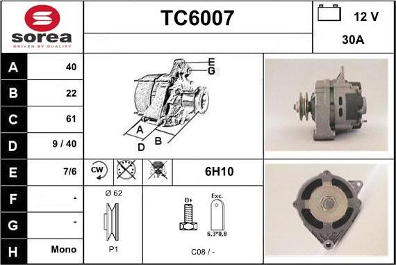 Sera TC6007 - Генератор autospares.lv