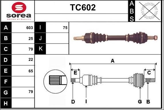 Sera TC602 - Приводной вал autospares.lv