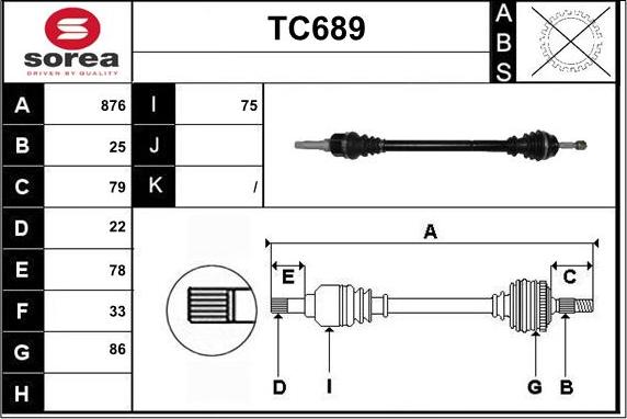 Sera TC689 - Приводной вал autospares.lv