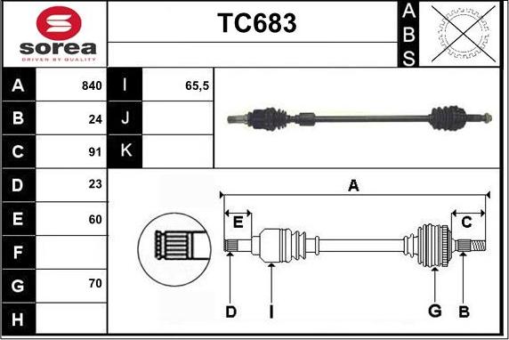 Sera TC683 - Приводной вал autospares.lv