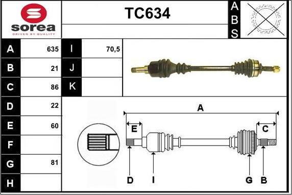 Sera TC634 - Приводной вал autospares.lv