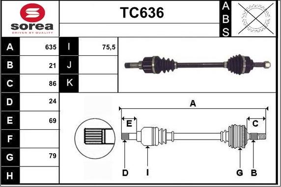 Sera TC636 - Приводной вал autospares.lv