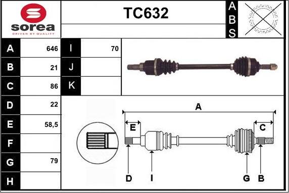 Sera TC632 - Приводной вал autospares.lv