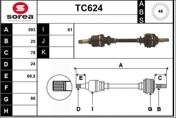 Sera TC624 - Приводной вал autospares.lv