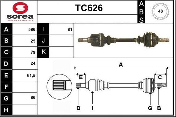 Sera TC626 - Приводной вал autospares.lv