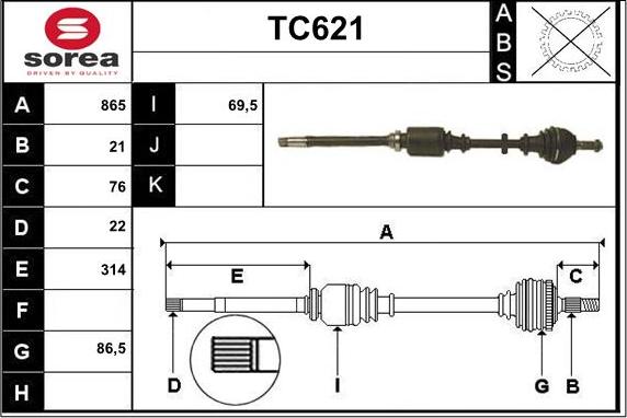 Sera TC621 - Приводной вал autospares.lv