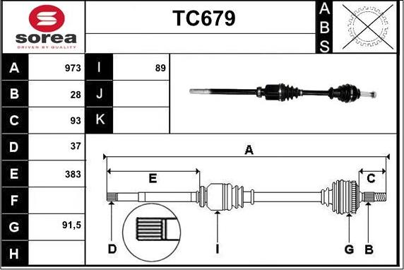 Sera TC679 - Приводной вал autospares.lv