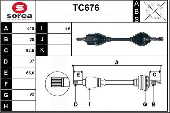 Sera TC676 - Приводной вал autospares.lv