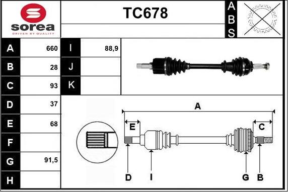 Sera TC678 - Приводной вал autospares.lv