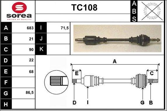 Sera TC108 - Приводной вал autospares.lv