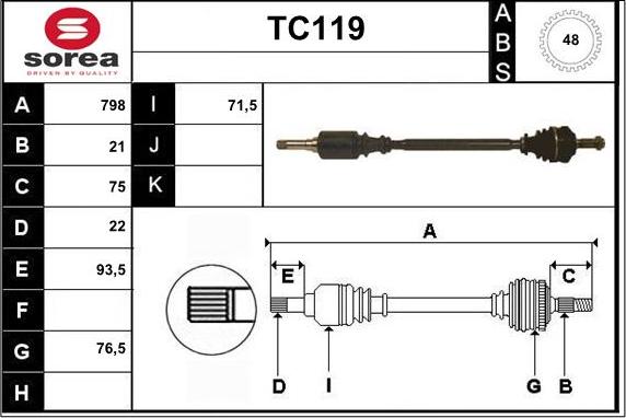 Sera TC119 - Приводной вал autospares.lv