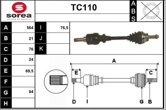 Sera TC110 - Приводной вал autospares.lv