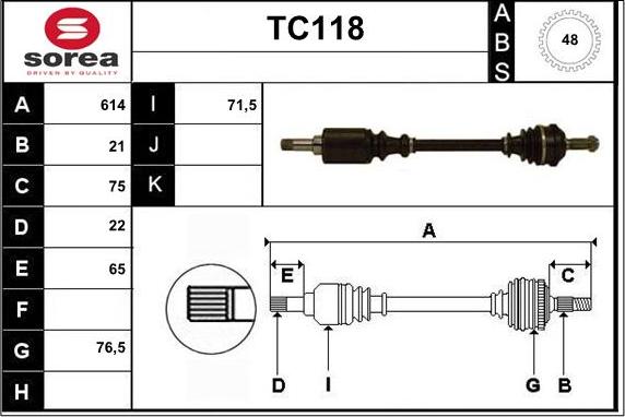 Sera TC118 - Приводной вал autospares.lv