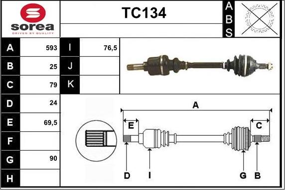 Sera TC134 - Приводной вал autospares.lv