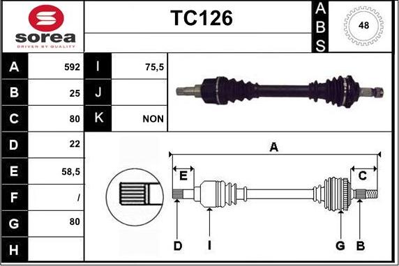 Sera TC126 - Приводной вал autospares.lv